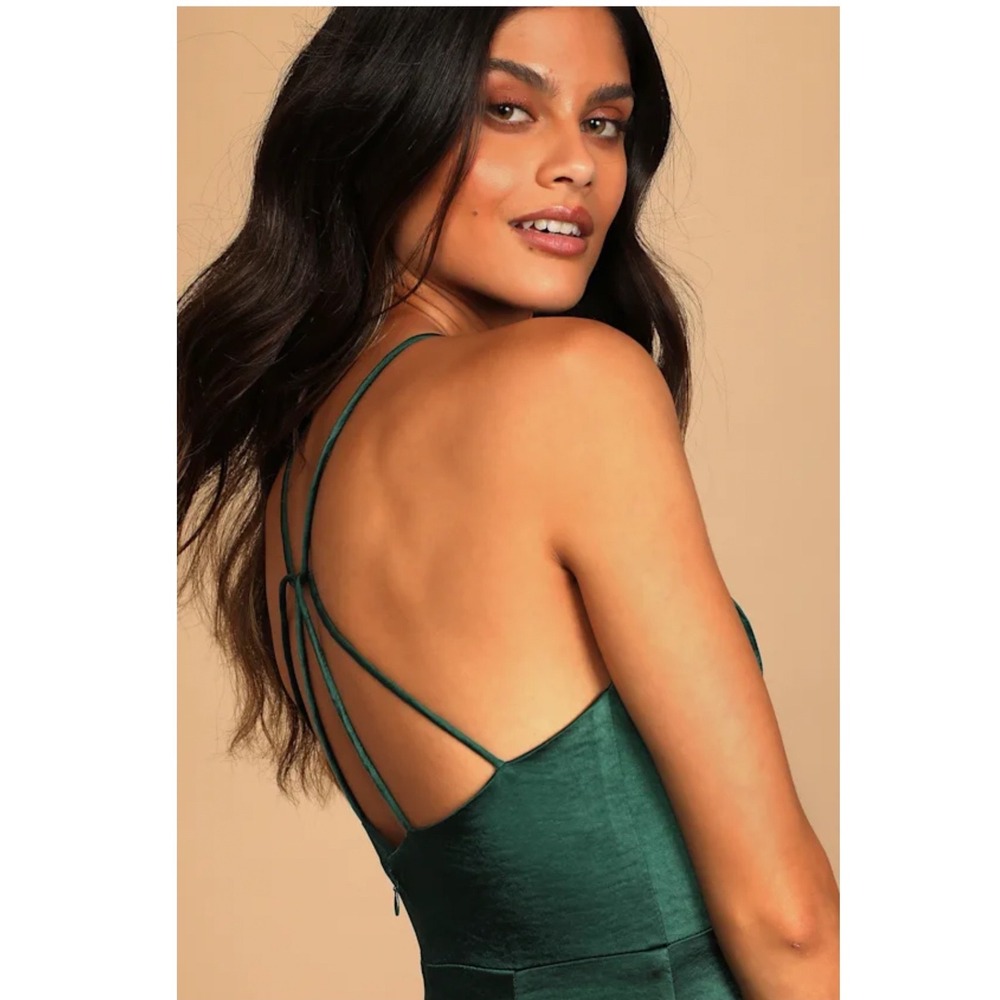 Lulus Make it Elegant Emerald Green Stain Strappy Maxi Dress Size XL New! - Picture 3 of 13